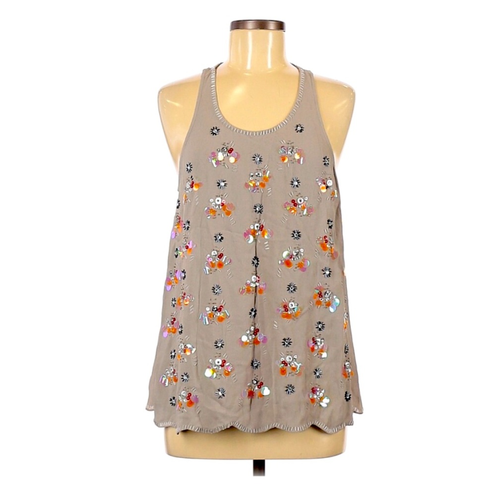 RARE Madison Marcus Floral Sequin Statement Top